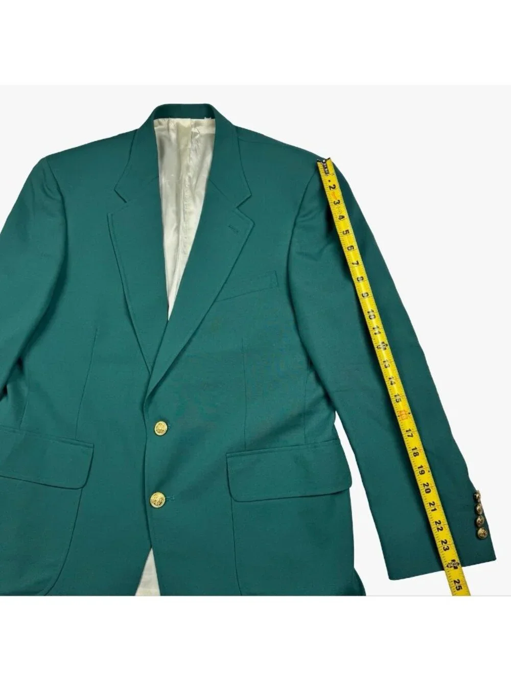VTG Lands' End Men’s 100% Wool Gold Button Blazer Green • 42R